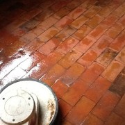 Quarry tile during cleaning