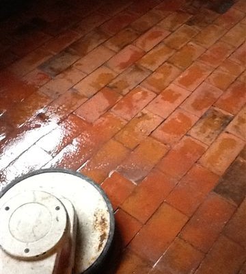 Quarry tile during cleaning