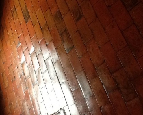Quarry tile floor sealed and polished1