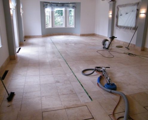 Limestone pool room in Knutsford before cleaning