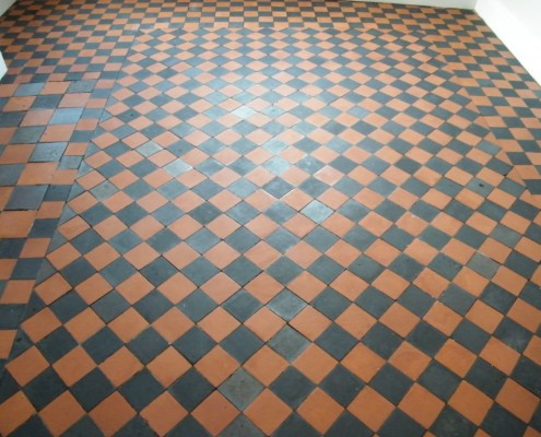 Quarry tile floor after cleaning