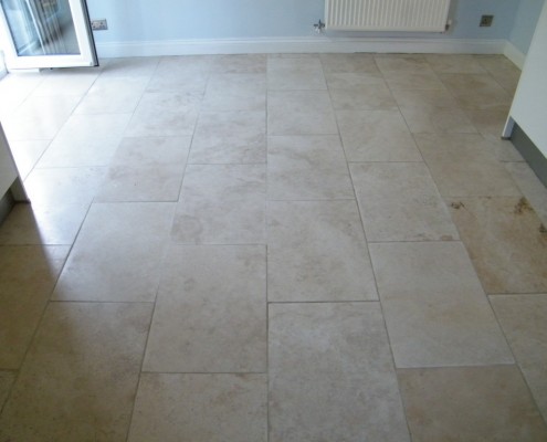 Limestone kitchen floor before