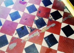 Victorian Minton Tile Floor Before Cleaning
