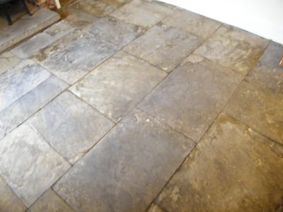 Flagstone floor after cleaning