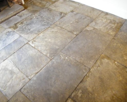 Flagstone floor after cleaning
