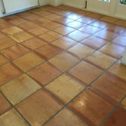 Terracotta tile floor after cleaning
