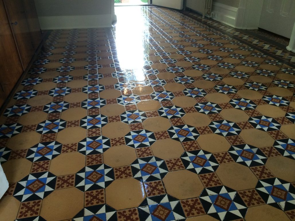 Victorian Minton Floor Stripping, Cleaning, Sealing & Polishing, Four