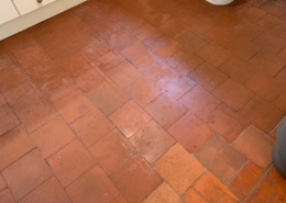 After Quarry Tile floor Restoration and Treated with a Colour Enhancer Impregnating Sealer Lower Quinton, Stratford upon Avon