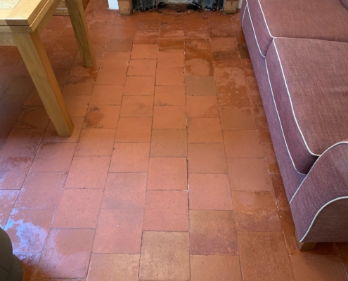 After Quarry Tile floor Restoration and Treated with a Colour Enhancer Impregnating Sealer Lower Quinton, Stratford upon Avon 2