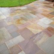 External stone patio after
