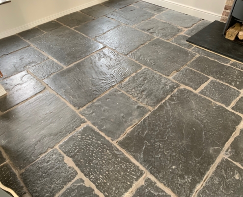 Flagstone floor polishing, cleaning & sealing in Hunt End, Redditch, Worcestershire, before