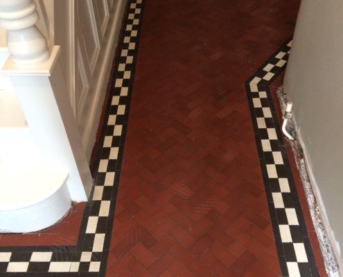 Georgian quarry tiled floor in Newcastle under Lyme after cleaning