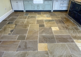 Indian stone floor, deep cleaned, stripped, and sealed in Longnor, Buxton Derbyshire, after