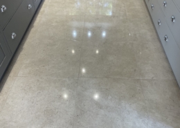 Limestone floor after cleaning, honing and polishing in Poynton, Cheshire