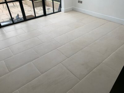 Limestone floor and grout after cleaning, honing and sealing in Poole, Dorset