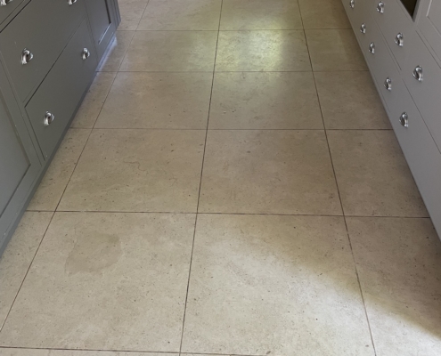 Limestone floor before cleaning, honing and polishing in Poynton, Cheshire
