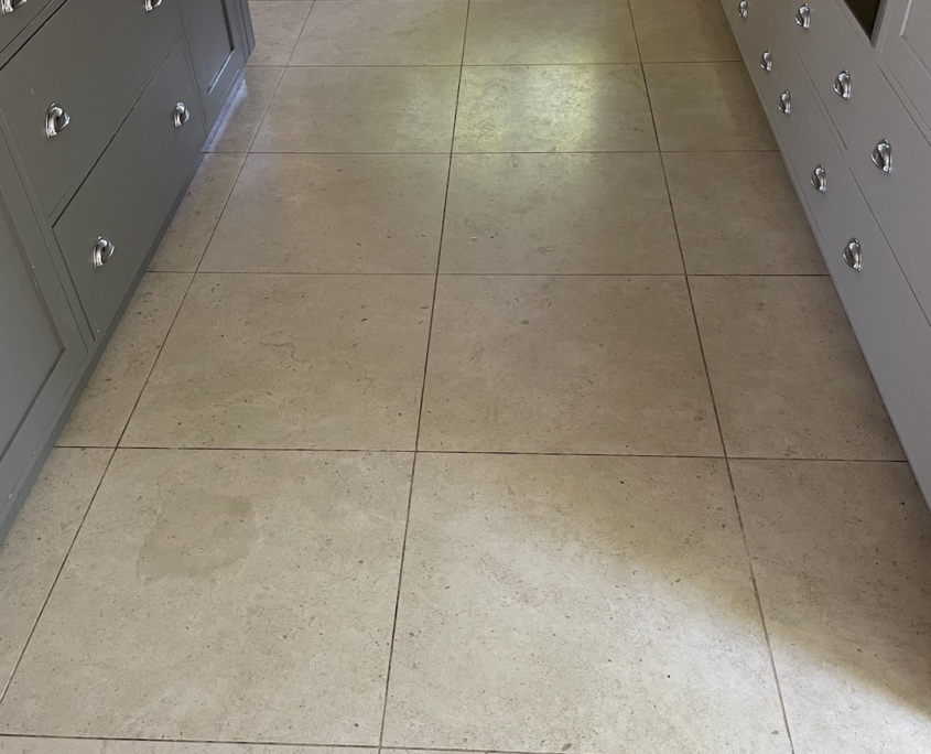 Limestone floor cleaning, honing and polishing in Poynton, Cheshire