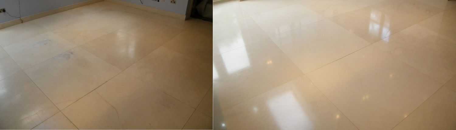 Limestone floor cleaning