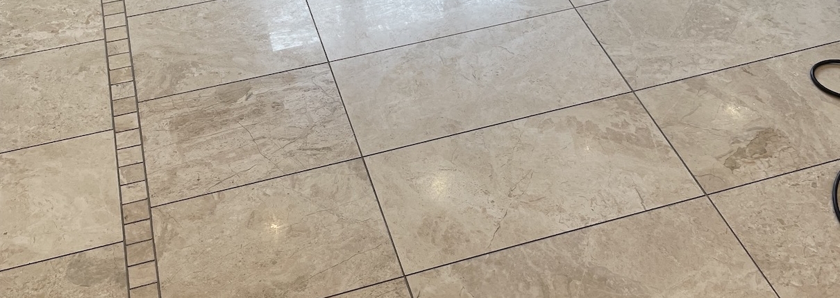 Marble floor before polishing in Buxton, Derbyshire