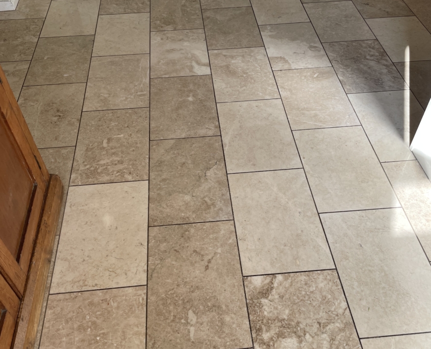 Marble floor after cleaning and polishing in Lymm, Cheshire Tile