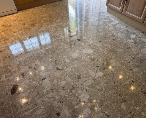 Marble floor deep cleaned, triple diamond honed and polished in Grappenhall, Warrington, Cheshire after