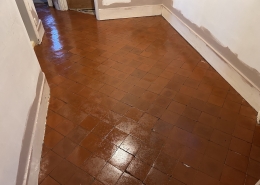 Old Quarry tiled floor deep cleaned, stripped and sealed in Hoylake, Wirral after