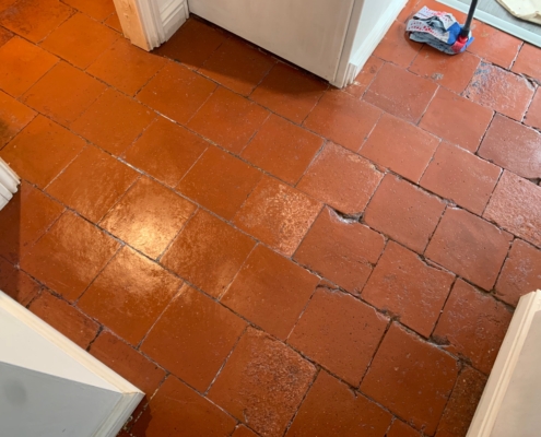 Quarry tile cleaning, sealing and polishing in Stratford upon Avon, Warwickshire after