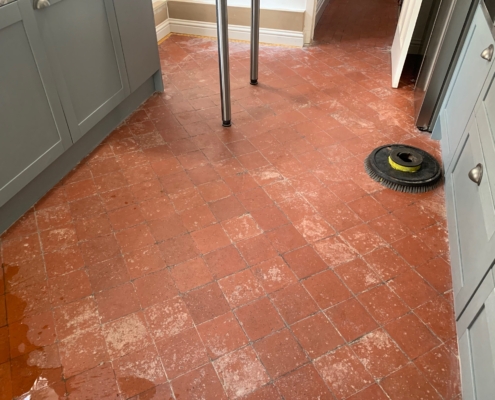 Quarry tile cleaning, sealing and polishing in Stratford upon Avon, Warwickshire before