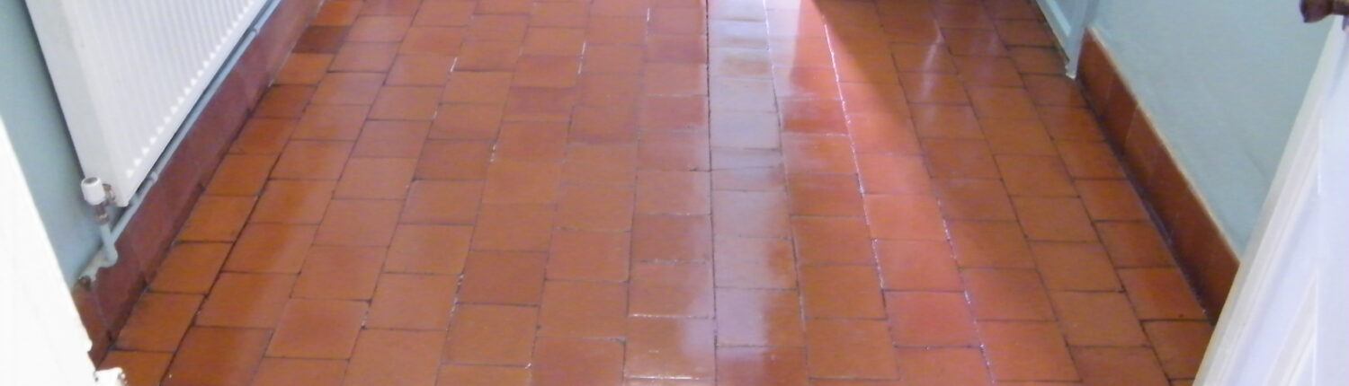 Quarry tile floor after cleaning and sealing in Rugeley Staffordshire