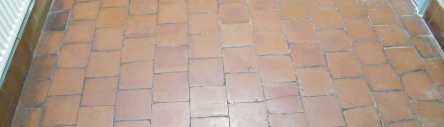 Quarry tile floor before cleaning in Rugeley Staffordshire