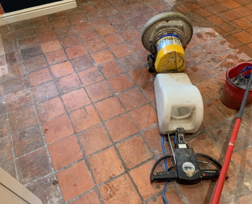 Quarry tile floor cleaning and sealing in Droitwich, Worcestershire before