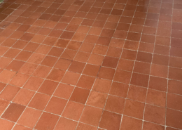 Quarry tiled floor after cleaning and sealing in Kingsley, Frodsham, Cheshire