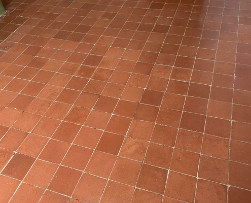 Quarry tiled floor after cleaning and sealing in Kingsley, Frodsham, Cheshire