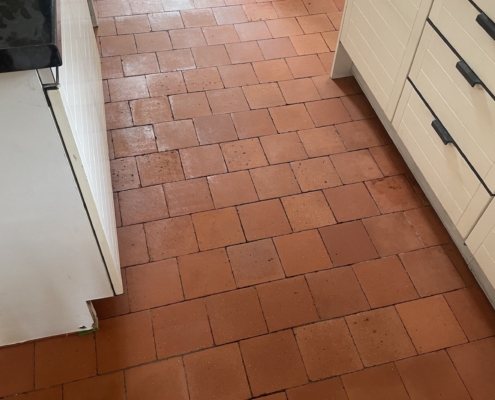Quarry tiles after cleaning and sealing in Utkinton, near Tarporley, Cheshire