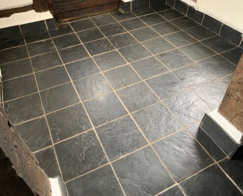 Slate Floor Cleaning, Sealing and Polishing in Fen End, Kenilworth, Warwickshire - before