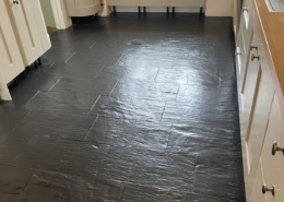 Slate floor after cleaning and sealing in Longnor near Leek, Staffordshire