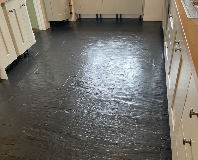 Slate floor cleaning and sealing in Longnor near Leek, Staffordshire