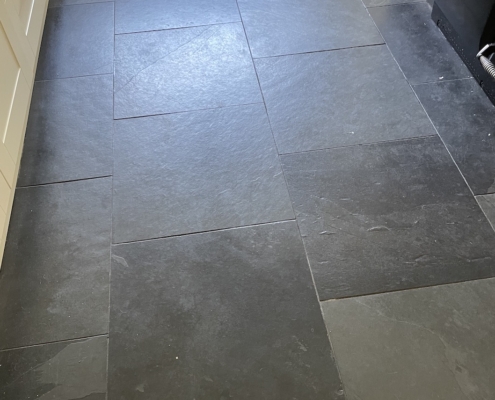 Slate floors before cleaning and sealing in Wybunbury, Nantwich, Cheshire 2