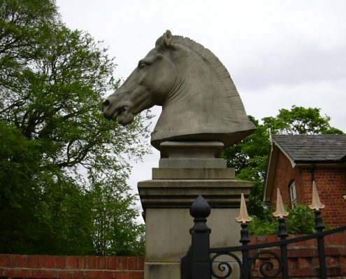 Stone Horses head pillar before