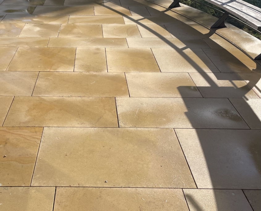 Stone flagged patio cleaning in Alderley Edge, Cheshire Tile & Stone Medic
