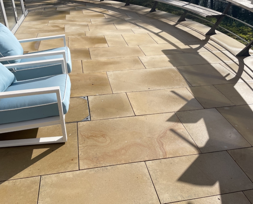 Stone flagged patio cleaning in Alderley Edge, Cheshire Tile & Stone Medic