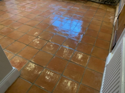 Terracotta floor cleaning in Pershore, Worcestershire, after