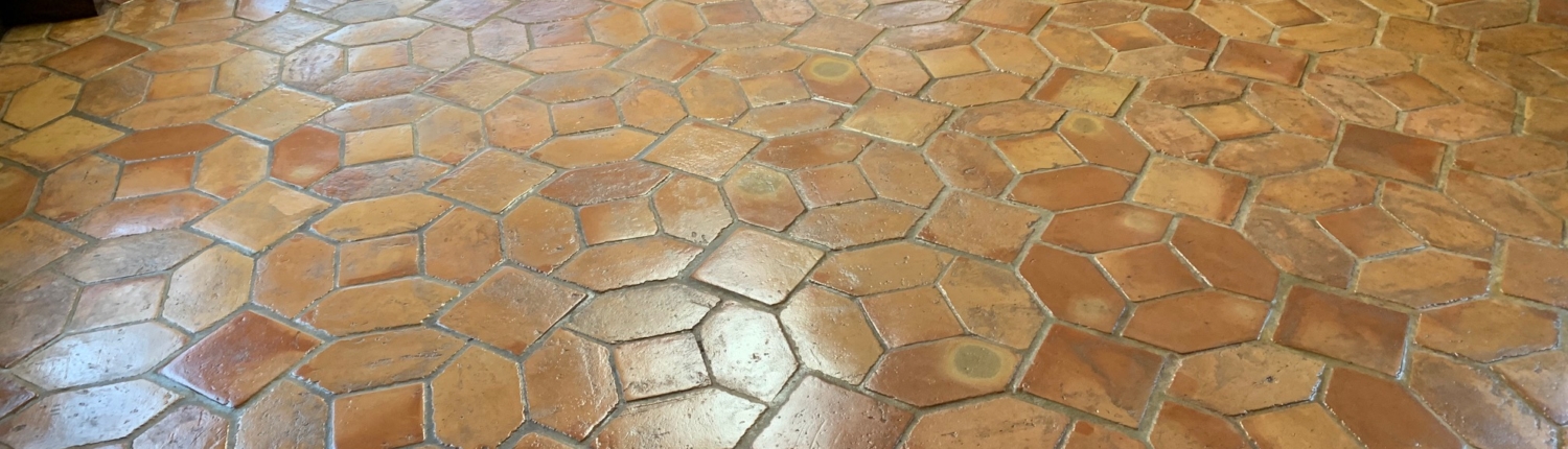 Terracotta tile cleaning & polishing in Inkberrow, Worcestershire, after