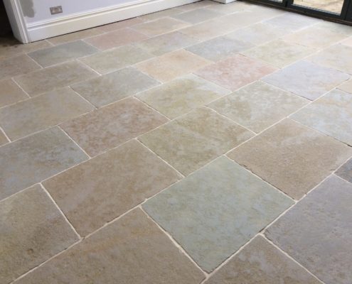 Textured Limestone floor in Penkridge Staffordshire after cleaning