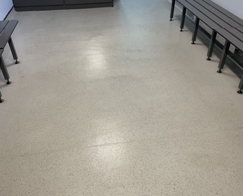 Textured porcelain floor cleaning for Leisure centre in Bollington, Cheshire after