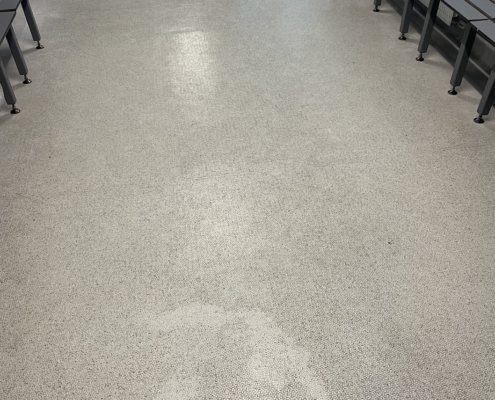 Textured porcelain floor cleaning for Leisure centre in Bollington, Cheshire before