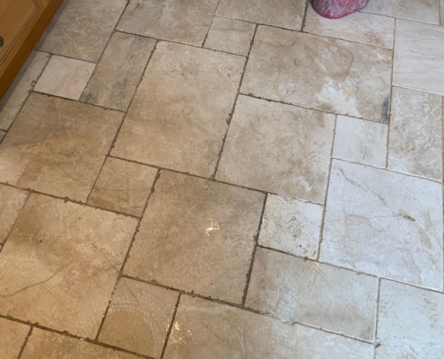Travertine Floor and Grout Deep Cleaning, Honing and Sealing in Droitwich, Worcestershire before