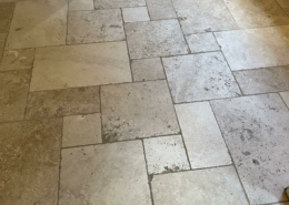 Travertine after cleaning honing and sealing in Newcastle under Lyme, Staffordshire