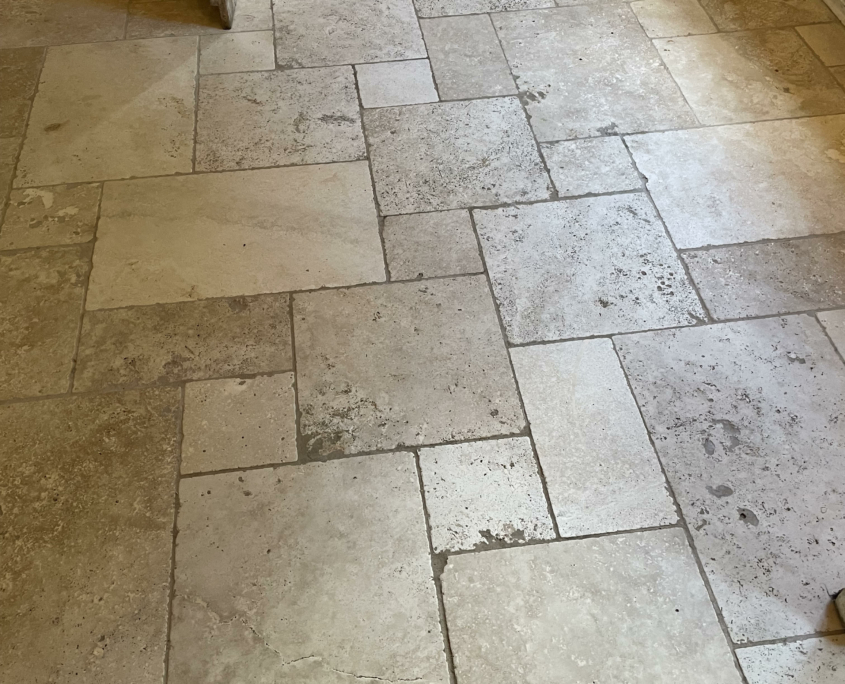 Travertine cleaning honing and sealing in Newcastle under Lyme