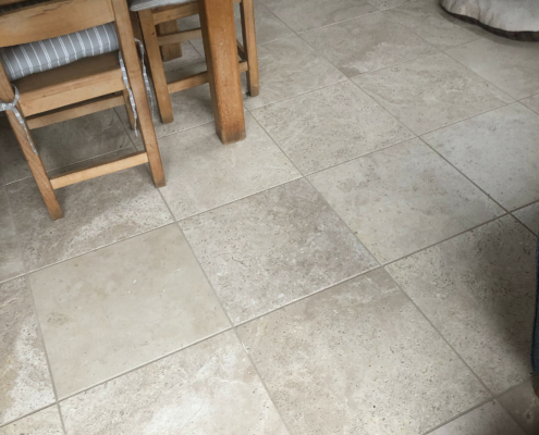 Travertine floor after cleaning, filling and sealing in Clutton, Nr Broxton, Cheshire - 1